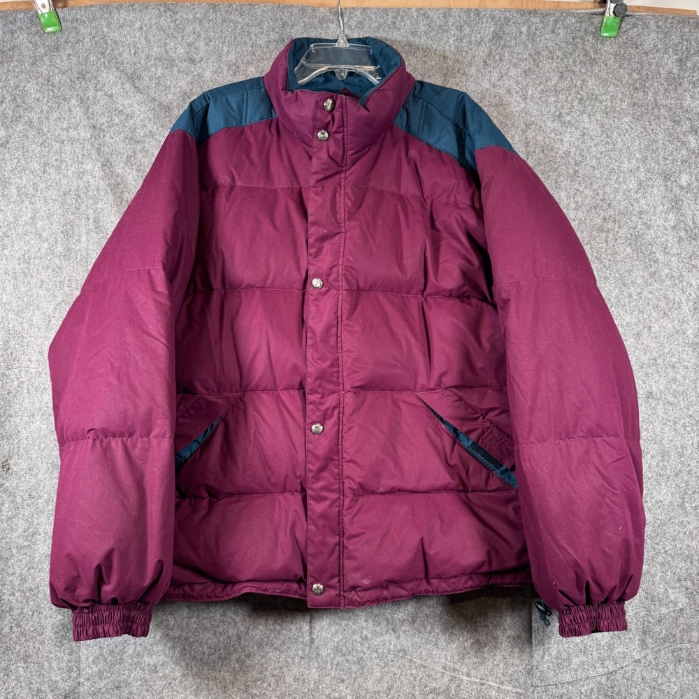 VTG Sierra Sport Down Puffer Jacket Mens XXL Coat Ski 80s Snap Zip Purple